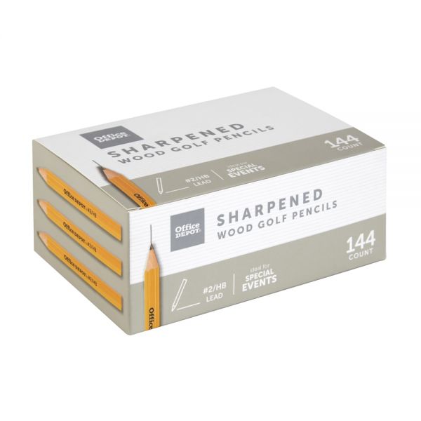 Golf Pencils, Presharpened, #2 Lead, Medium, Pack of 144