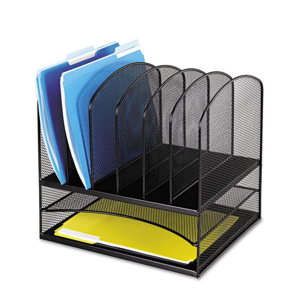 Safco Onyx Mesh Desk Organizer, 13″H x 13 3/4″W x 11 1/2″D, Black