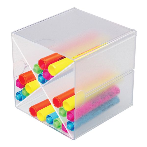Deflecto Stackable Cube With X Divider, 6″H x 6″W x 6″D, Clear